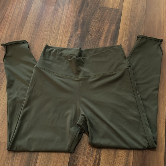 Nike Army Green Crossbody Mid Rise Waist Leggings Size Lg Workout, Activewear - Picture 4 of 11